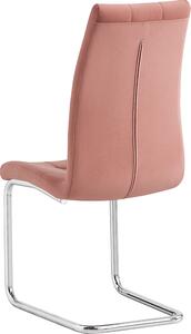 Tempo Kondela Pohupovací jídelní židle SALOMA NEW, růžová Velvet látka/chrom