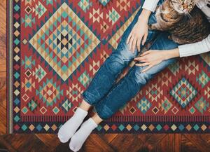 Módní vinylový koberec Retro barevné trojúhelníky