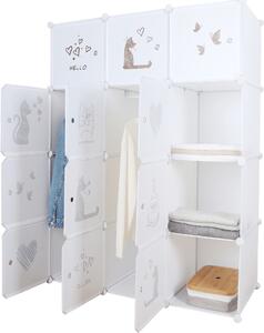 Tempo Kondela Dětská modulární skříň, bílá / hnědý dětský vzor, KITARO