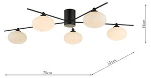 Där Lighting JAS5422 - Přisazený lustr JASPER 5xG9/25W/230V černá