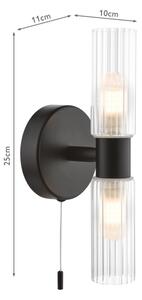 Där Lighting BOL0922 - Koupelnová nástěnná lampa BOLTON 2xG9/5W/230V IP44 černá