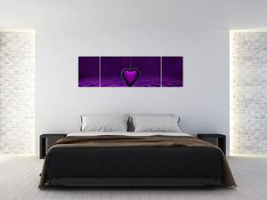 Obraz fialového srdce (170x50 cm)