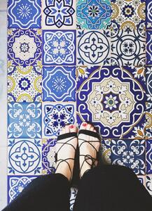 Módní vinylový koberec Španělské květiny