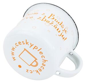 BELIS Smaltovaný hrnek ø 8 cm - 0.35 l bílý "pivo" v krabičce - ČESKÝ PLECHÁČEK - 11008-039PAM04