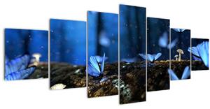 Obraz modrých motýlů (210x100 cm)