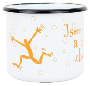 BELIS Smaltovaný hrnek 8 cm/0,35l, bílý "točené" v krabičce
