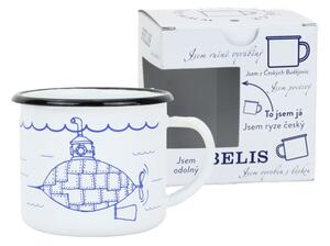 BELIS Smaltovaný hrnek 8 cm/0,35l, bílý "ponorka" v krabičce