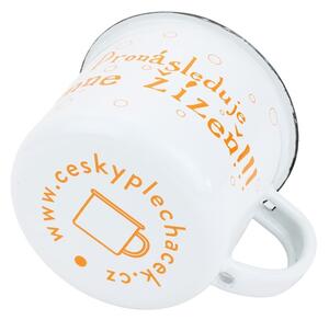 BELIS Smaltovaný hrnek ø 8 cm - 0.35 l bílý "žízeň" v krabičce - ČESKÝ PLECHÁČEK - 11008-039PBM04