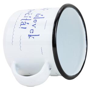 BELIS Smaltovaný hrnek ø 8 cm - 0.35 l bílý "kostra" v krabičce - ČESKÝ PLECHÁČEK - 11008-039RCM04