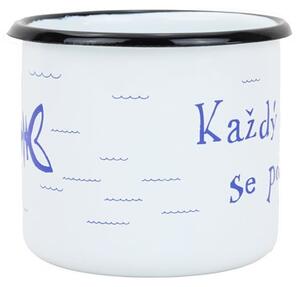 BELIS Smaltovaný hrnek ø 8 cm - 0.35 l bílý "kostra" v krabičce - ČESKÝ PLECHÁČEK - 11008-039RCM04