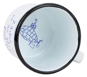 BELIS Smaltovaný hrnek ø 8 cm - 0.35 l bílý "voda" v krabičce - ČESKÝ PLECHÁČEK - 11008-039RBM04
