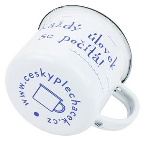 BELIS Smaltovaný hrnek ø 8 cm - 0.35 l bílý "kostra" v krabičce - ČESKÝ PLECHÁČEK - 11008-039RCM04