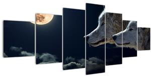 Obraz vlků vyjících na měsíc (210x100 cm)