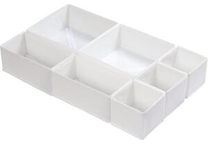 Organizér do zásuvek, sada 7 kusů, bílá barva, skládací, vhodný pro komodu MALM. Úložné boxy na oblečení, do šatní skříně nebo komody s přebalovacím pultem