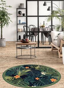 Kulatý vinylový domácí koberec Tropické listy