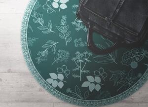 Kulatý vinylový domácí koberec Botanické květiny