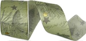 Stuha vánoční taftová FROZEN FOREST MINT 40mm x 2m (13,-Kč/m)