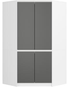 Ak furniture Rohová šatní skříň CLP 100 cm 4D bílá/šedá