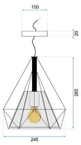 Toolight - Stropní svítidlo závěsné jednoduché Bello 1xE27 APP010-1CP, černá-bílá, OSW-06601