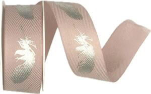 Stuha bavlněná FEATHER PINK pastelově růžová 25mm x 2m (11,-Kč/m)