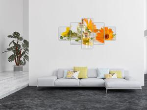 Obraz oranžových květin (125x70 cm)