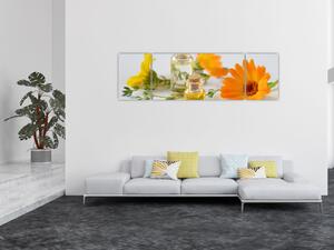 Obraz oranžových květin (170x50 cm)