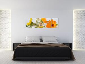 Obraz oranžových květin (170x50 cm)