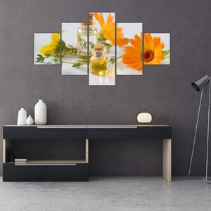 Obraz oranžových květin (125x70 cm)