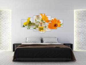 Obraz oranžových květin (210x100 cm)