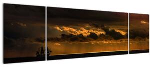 Obraz plachetnice v západu slunce (170x50 cm)