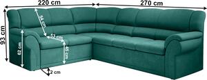 Tempo Kondela Rohová sedací souprava AMELIA rozkládací s úložným prostorem, levá, smaragdová