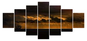 Obraz plachetnice v západu slunce (210x100 cm)
