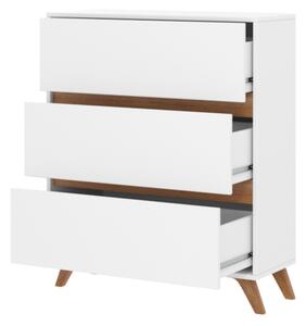 Komoda Wilec K3SZ WL04, Barva: Bílá / bílá + dub Craft zlatý 5902928310870