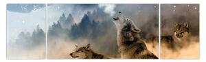Obraz - vlci vyjící na měsíc (170x50 cm)
