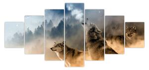 Obraz - vlci vyjící na měsíc (210x100 cm)