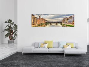Obraz města s řekou (170x50 cm)