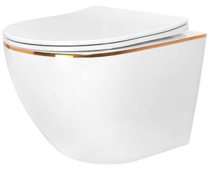 REA – Závěsná WC mísa Carlo Mini Flat - bílá/zlatá