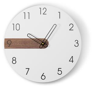 Tutumi, nástěnné skandidávské hodiny dřevěné hodiny 30cm MTZL20203, bílá-hnědá, ZEG-06937