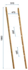 Rea - Tutumi, Vysoký bambusový žebříkový policový systém 186cm BBP3061/5, hnědá, HOM-03693