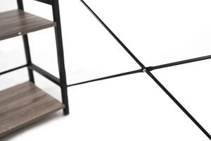 Tutumi, průmyslový pracovní stůl s regálem 120x49x120,5 cm, černá-dub, MEB-06000