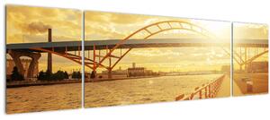 Obraz mostu se západem slunce (170x50 cm)