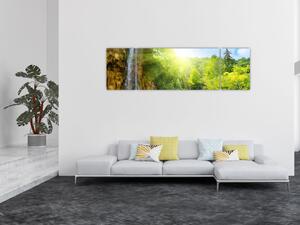 Obraz - vodopády v pralese (170x50 cm)