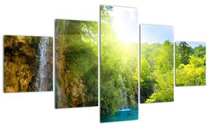 Obraz - vodopády v pralese (125x70 cm)
