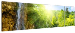 Obraz - vodopády v pralese (170x50 cm)