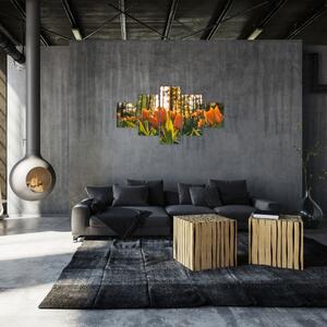 Obraz - oranžové tulipány (125x70 cm)