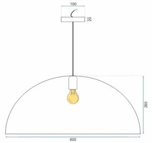 Toolight - Stropní lampa závěsná kovová miska černá 60cm 1xE27 APP380-1CP, černá, OSW-05012