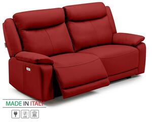 Kožená pohovka CONTINENTAL s elektrickou funkcí relax 2P, elektrické, červená (rosso 304)