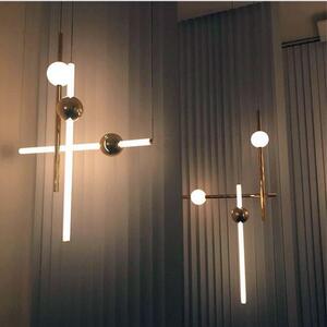Toolight - LED stropní lampa závěsná 59cm dlouhá 12W APP477-CP, zlatá-bílá, OSW-00609