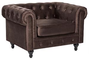 Křeslo CHESTERFIELD Umělý samet Tmavě hnědá