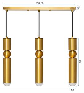 Toolight - Závěsná stropní lampa 3xG9 APP471-3CP, zlatá, OSW-00905